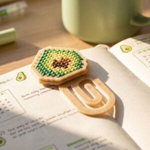 Kanaviçe Kitap Ayracı Kiti – Avokado Figürlü Yeni Başlayanlar İçin Etamin Hobi Seti