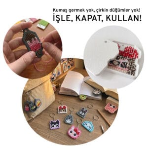 Kanaviçe Anahtarlık Kiti – 4’lü Avantaj Paketi – Yaz Meyveleri Figürlü Yeni Başlayanlar İçin Etamin Hobi Seti