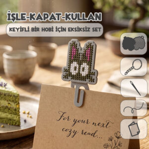 Anime Hediye Hobi Seti: Sihirli Kara Kedi Kanaviçe ve Etamin Kitap Ayracı Kiti
